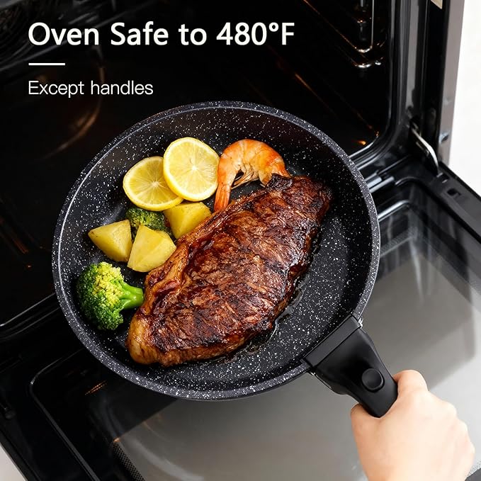 GiPP Ceramic Non Stick Pots and Pans Set,Nonstick Detachable Handle Cookware Sets,Healthy Non Toxic PFAS PFOA & PTFE Free, Dishwasher ＆Oven Safe, Induction Kitchen Pot and Pan, 8 Piece Grey