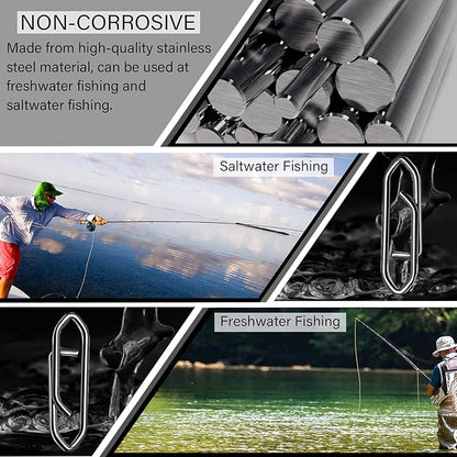 Atibin Stainless Lock Snaps Swivel Steel Saltwater Connector Fishing Snap Line High Strength Fishing Clip Power Lure Connector