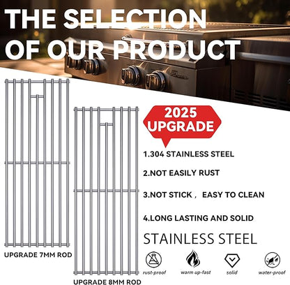 2025 Upgrade 1 Pack 7mm SS304 Stainless Steel BBQ Cooking Grill Grate Replacement Part for Bull 16517,BBQ Angus 47628, Brahma, Lonstar Select, Outlaw Steer Premium, Lonestar Select,7 Burner Premium