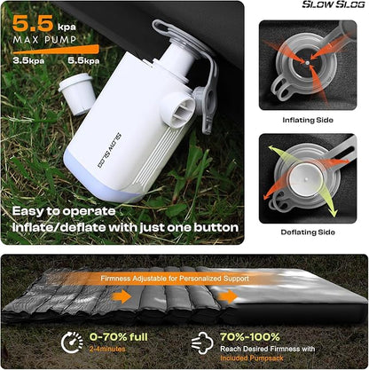 Self-Inflating Sleeping Pad with Portable Electric Air Pump, 4in Thick Memory Foam Camping Mattress for Tent Cot & Car Travel, Fast Inflate & Deflate Camping Pad