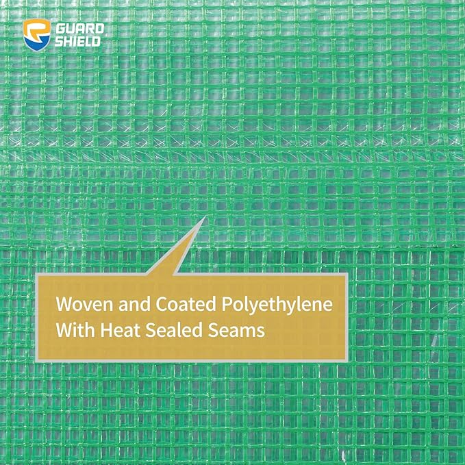 GUARD SHIELD Clear Green Tarp Heavy Duty 12x20 Feet Waterproof for Greenhouse Outdoor Garden Poly Cover UV Resistant 3x3 Weave 10mil
