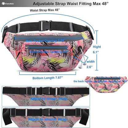 Entchin Fanny Pack for Women Men,Crossbody Belt Bag with 4-Zipper Pockets,Adjustable Waist Bag Pack,One of the Most Popular Travel Essential Gifts for Walking,Traveling,Cycling
