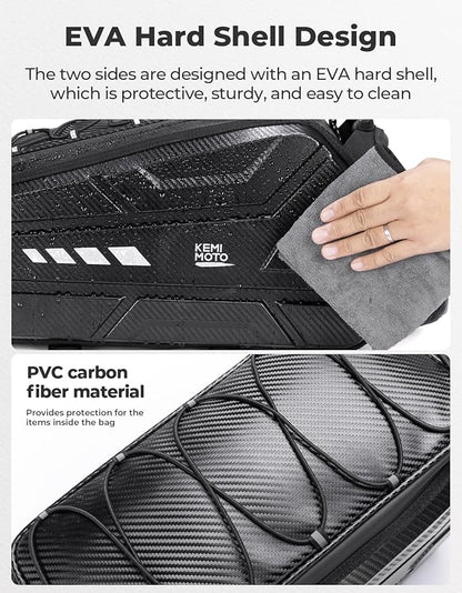 KEMIMOTO Bike Bag 11L EVA Hard Shell, Stable Installation Rear Rack Bag with Waterproof Cover, Bicycle Trunk with Shoulder Strap for Commuter Travel Outdoor