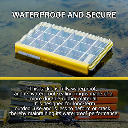 Deluxe Fishing Tackle Box, Waterproof 3600 and 3700 Tackle Trays, Organizer with Removable Dividers, Sealed Lure Box and Terminal Tackle Storage (2, 3600 Yellow)