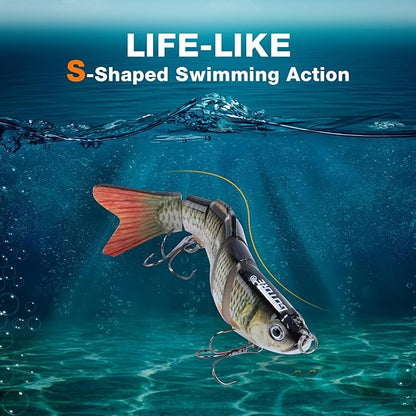 Goture Bass Fishing Lures, Lifelike Jointed Swimbait for Bass Trout Walleye Crappie Pike, Slow Sinking Segment Swimming Bait Fishing Lures for Freshwater and Saltwater, Gifts for Men