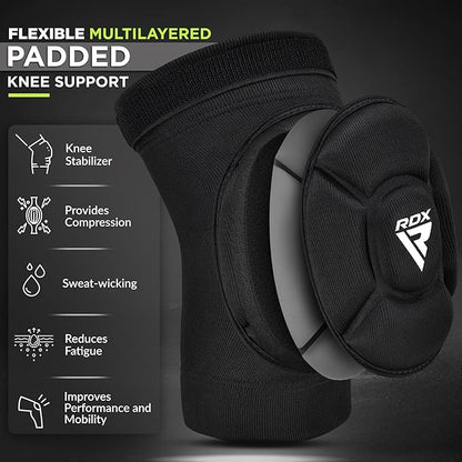 RDX Knee Pads for Work, Oeko TEX Certified, Anti-Slip Protective Thick Padded Foam Pad, Collision Avoidance Sleeves Pair, MMA Muay Thai Grappling Volleyball Football Wrestling Gardening.