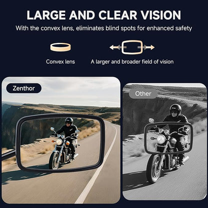 Universal Motorcycle Mirrors - M10 Black Rectangle Handlebar Rearview Mirrors Compatible with Honda Shadow MSX125 Kawasaki Vulcan Z900 Suzuki SV650 Volusia
