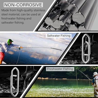 Atibin Stainless Lock Snaps Swivel Steel Saltwater Connector Fishing Snap Line High Strength Fishing Clip Power Lure Connector