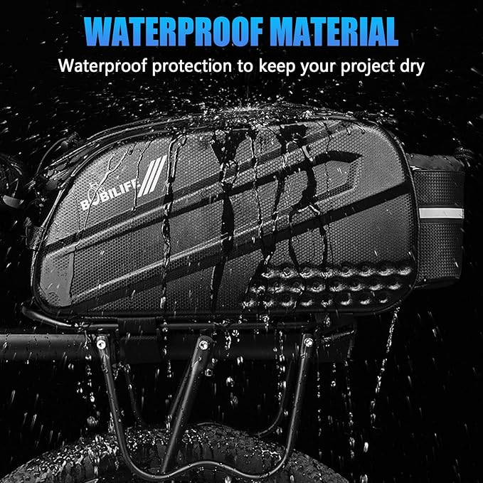 Bike Trunk Rear Rack Bag - Waterproof Bicycle Travel Expedition Rack Cargo Helmet Carrier Bag with Bottle Holder for Bicycle, E-Bike