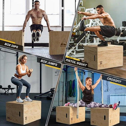 GIKPAL Plyo Jumping Exercise Box, High-Density Foam Plyometric Jump Box for Home Gym Workout, Multiple Size Box Jumps for Step-Up, Box Squat, Explosive Training