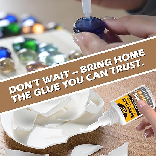 Ceramic Super Glue Liquid, Clear Instant Cyanoacrylate Adhesives for Ceramic Repair Food Safe, All Purpose CA Glue for Shoe Plastic Leather Glass Model Metal Wood Pottery Porcelain Mugs Clay Dishes
