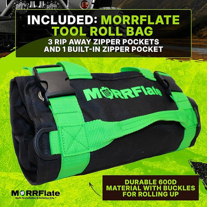 MORRFlate Xtreme 4×4 Tire Repair Kit Complete Off-Road Tire Repair Includes Tool Roll Bag, Tire Plug Kit, GlueTread Sidewall Tire Repair Kit, and Two Colby Valve Permanent Valve Stem Replacements