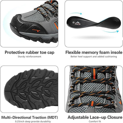 NORTIV 8 Men's Waterproof Hiking Shoes Leather Low-Top Hiking Shoes for Outdoor Trailing Trekking Camping Walking Quest