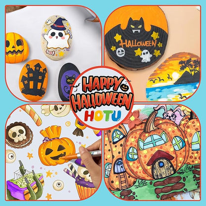 Acrylic Paint Markers Brush Tip 8 Colors, 300% More Ink marker 6.6g,Visible Ink Window,Free Flow,No-Bleed Waterproof Paint Pens for Canvas, Fabric, Rock, Wood, Egg, Paper,DIY Crafts