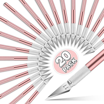DIYSELF 20 Pack Exacto Knife - Craft Hobby Knife Precision Exactly Knife for Art, Crafting (Pink)