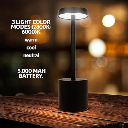 10 Pack - Black Rechargeable Cordless Table Lamps, Portable LED Desk Lamps, Dimming 5000mAh Rechargeable Battery Powered LED Lighting for Restaurant,Bar, Bedroom, Outdoor, Party