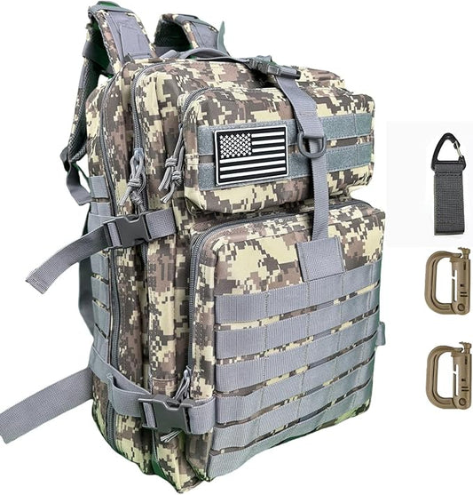 50L Large Military Tactical Backpack Molle Army Assault Pack for Travel Camping Hiking Fishing Backpack for men (ACU camo)