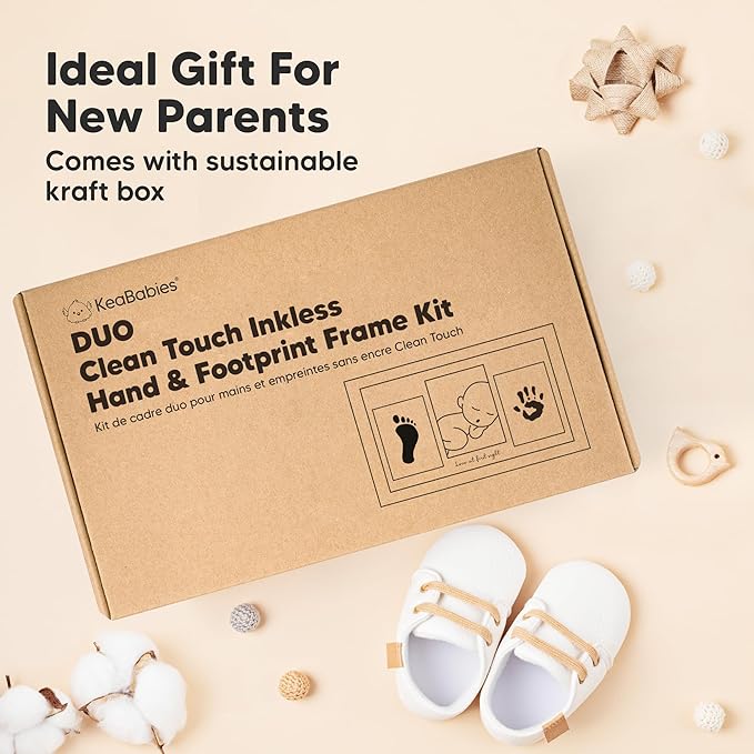 Inkless Baby Hand and Footprint Kit Boy, Girl - No Mess Ink Pad for Handprint, Clean Touch Dog Paw Print Kit, Personalized Baby Shower Gifts, Nursery Newborn Keepsake Frame (Sage)