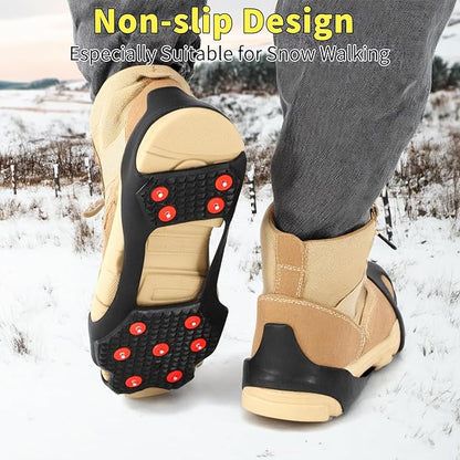 Non-Slip Ice Cleats Snow Grips, Strong Traction Crampons 11 Steel Studs, for Shoes and Boots, Snow Ice Walking