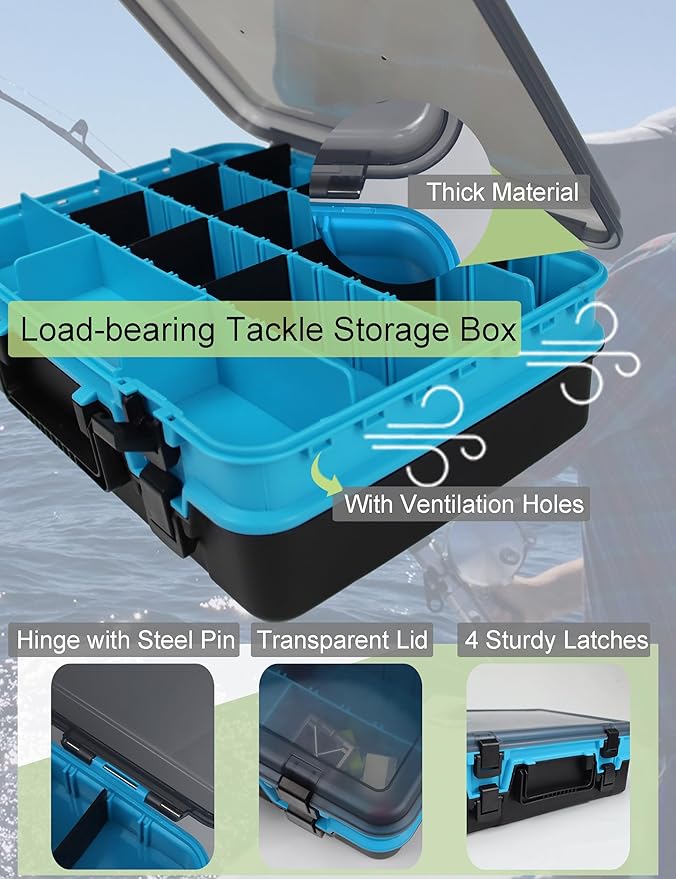 Tackle Box Fishing Tackle Box Large Tackle Storage Box for Fishing Tackle Box Organizer Double-sided Tacklebox with Dividers Fishing Tackle Storage Boxes with Handle