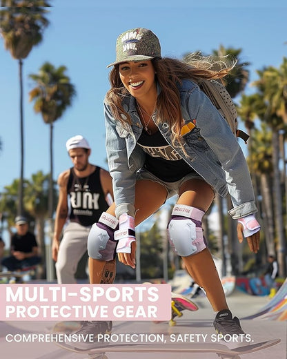 OutdoorMaster Knee Pads for Skating Knee and Elbow Pads for Adult &Youth - Skateboard Protective Gear with Wrist Guards 3 in 1 Saver Series for Skate