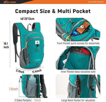 SKYSPER 15L/20L Foldable Hiking Backpack Lightweight Packable Travel Daypack with Chest Strap Small Folding Pack for Walking