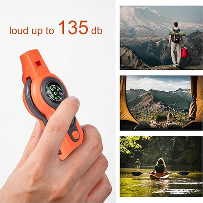 Emergency Survival Function Whistle, Outdoor Multifunctional Tool Safety Whistle with Lanyard, Ideal for Kayaking, Boating, Hiking, Camping, Climbing, Hunting, Fishing, Rescue Signaling