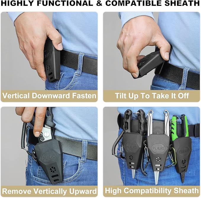 TRUSCEND Lockable Handy Fishing Pliers with Innovative Ergonomic Handle, Saltwater Corrosion Resistant Teflon Coated Fishing Tool, Multi-Function Fishing Gear with Mo-V Cutter