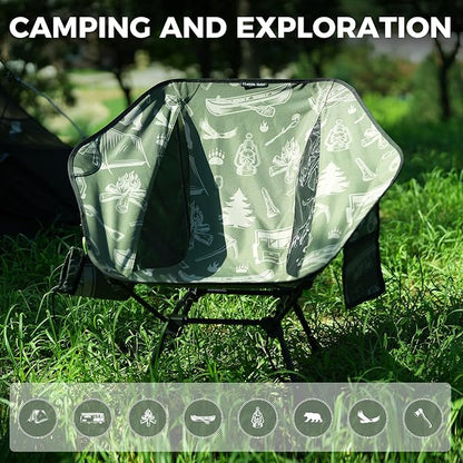 ATEPA UFO3.0 Backpacking Camping Chair, Ultralight Extra Wide Comfortable Folding Chairs 440lbs Heavy Duty Portable Hexagon Ergonomic Height Adjustable Seat with Anti-Sinking Feet