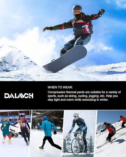 Dalavch 4 Pack Men Thermal Compression Pants,Fleece Lined Heated Leggings for Cold Weather Sports Athletic Winter Baselayer