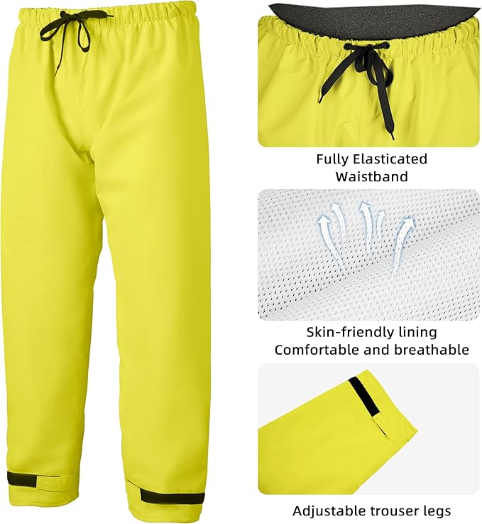 Coralrain Rain Suit Safety Waterproof Rain Jacket and Trouser Suit Raincoat With Hood lining For Men Women Adults Breathable