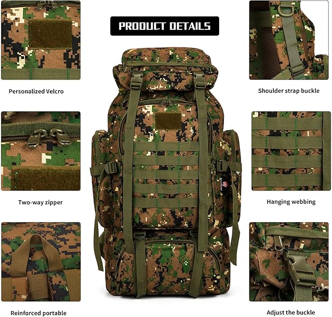 Hiking Backpack for Men 70L/100L Camping Backpack Military Rucksack Molle 3 Days Assault Pack for Climbing