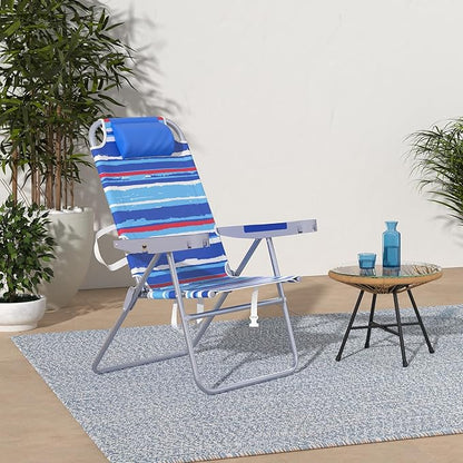 SUNNYFEEL Tall Folding Beach Chair Lightweight, Portable Sand Chair for Adults Heavy Duty 500 LBS with Cup Holders, Foldable High Camping Lawn Chairs for Camp/Outdoor/Picnic/Concert/Sports