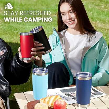 MEWAY 20oz Tumbler 12 Pack Double Wall Vacuum Insulated Travel Mug Bulk, Stainless Steel Tumblers with Lid and Straw, Durable Powder Coated Coffee Cups for Cold & Hot Drinks (Rose Gold, 12)