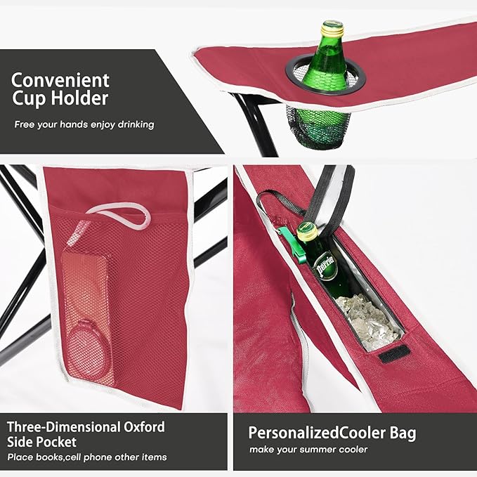 XMT Premium Padded Folding Chair, Extra Wide & Heavy Duty 450lbs Capacity, Portable Camping Chair with Insulated Cooler, Cup Holder & Storage, Compact Foldable for Outdoor, Beach, Picnics