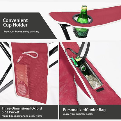 XMT Premium Padded Folding Chair, Extra Wide & Heavy Duty 450lbs Capacity, Portable Camping Chair with Insulated Cooler, Cup Holder & Storage, Compact Foldable for Outdoor, Beach, Picnics