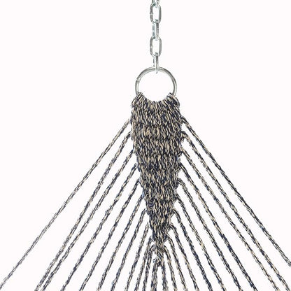 Original Pawleys Island Deluxe Navy Oatmeal Heirloom Tweed DuraCord Rope Hammock – 13 ft. x 65 in, 2-Person, 450 lb Capacity, Oak Spreader Bar, Zinc-Plated Hardware, Handcrafted in The USA