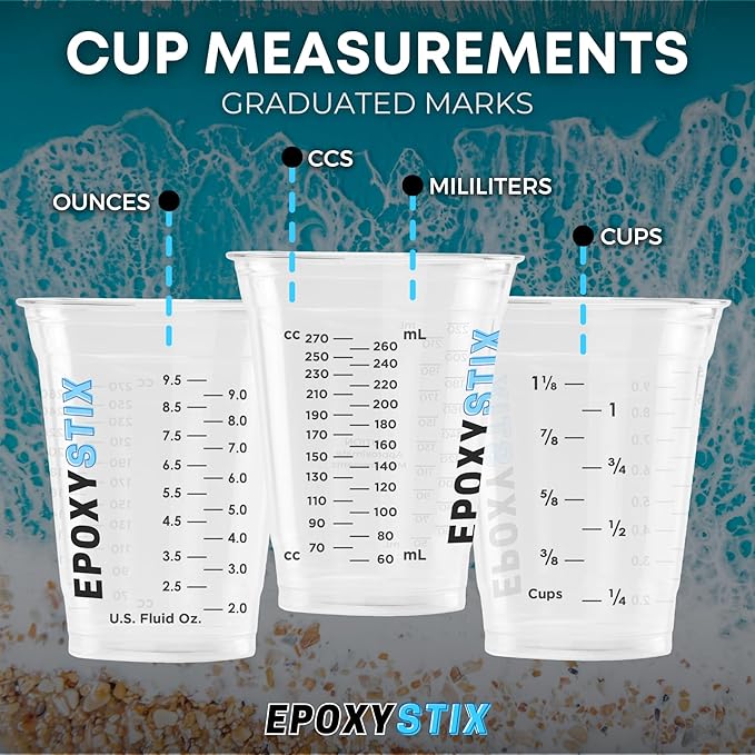 [50 Pack] NEW SIZE 12oz Graduated Mixing Cups - Durable PET, Clear Measurement Markings in oz, mL and cups - For Resin, Paint, Mixing and Crafts