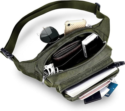 Waist Pack Bag Fanny Pack for Men&Women Hip Bum Bag with Adjustable Strap for Outdoors Workout Traveling Casual Running Hiking Cycling (Army Green)