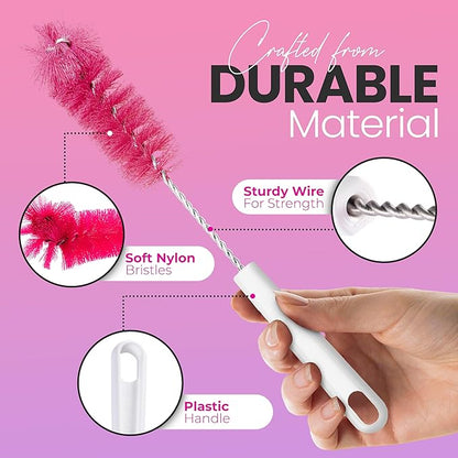 Fuller Brush Bottle Brush – Cleans Narrow Mouth Water Bottles, Travel Mugs, Sports Tumblers, Hydration Flasks, Gym Jugs - Pink