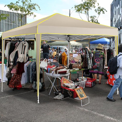 COBIZI 10x10 Pop Up Canopy with 4 Sidewalls, Easy up Canopy for Events, Sports, Beach, Party, Outdoor Party Canopies with 4 Weight Bags, Stakes x4, Ropes x4, Khaki