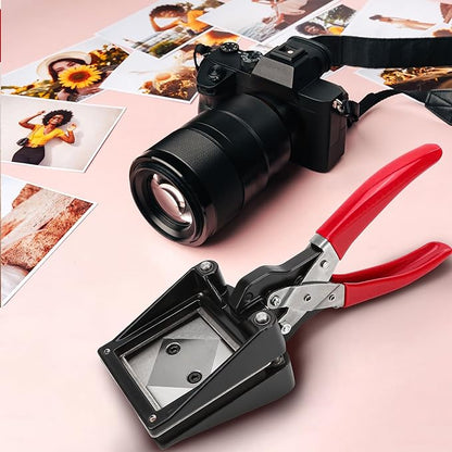 Professional 50×50mm (2''x2'') Square Photo Cutter, Handheld Metal Die Punch Tool for Paper, Business Cards, Crafts, DIY Projects Cutting, Hardened Steel Blade Heavy-Duty, Office & Family Use