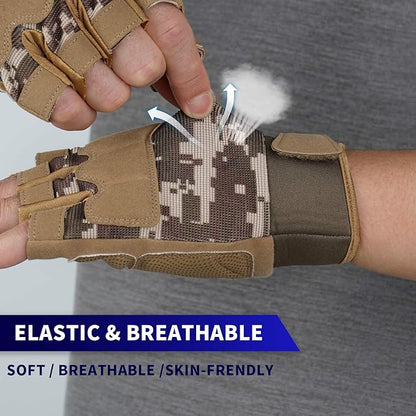 FIORETTO Fingerless Gloves for Airsoft Shooting Half Finger Hunting Hiking Cycling Driving Motorcycle Climbing Work Gloves M210603