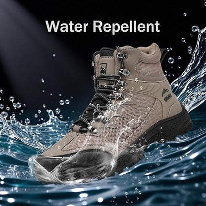 QUH Men's Outdoor Hiking Shoes Breathable Waterproof Non-Slip Mid-Cut Sports Shoes for Fitness, Outdoor Camping, Walking
