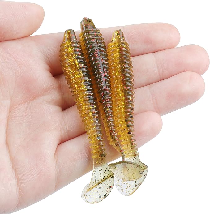 RUNCL Swimbaits Paddle 10/20/30/40PCS, 5/4/3/2 Inchs Paddle Tail, Soft Lure for Trout Crappie Bass, Durable Plastic Bait Swimmer for Saltwater/Freshwater, Fishing Lover's Gift