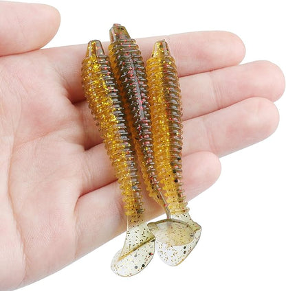 RUNCL Swimbaits Paddle 10/20/30/40PCS, 5/4/3/2 Inchs Paddle Tail, Soft Lure for Trout Crappie Bass, Durable Plastic Bait Swimmer for Saltwater/Freshwater, Fishing Lover's Gift