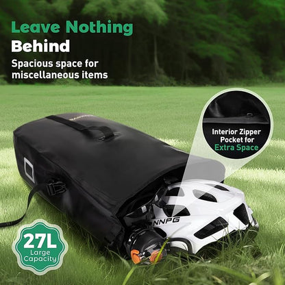 Luxevelo Lightweight Bike Pannier Bag – 27L Expandable Weather-Resistant Storage, 550D Durable PVC with Reflective Safety Strips, Multi-Functional Rack/Shoulder Bag for Commuting/Travel/Cycling