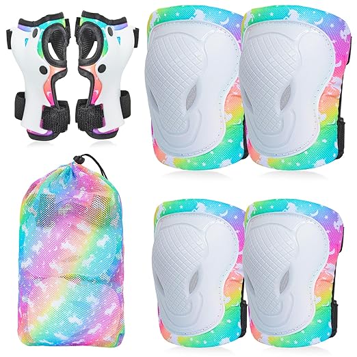 Kids Knee Pads Elbow Pads Set, 7 in 1 Skating Protective Gear Skateboard, Roller Skating, Scooter, Bike Cycling,for Kids 3-8 Years