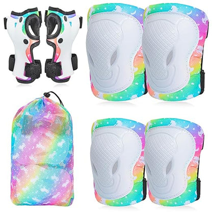 Kids Knee Pads Elbow Pads Set, 7 in 1 Skating Protective Gear Skateboard, Roller Skating, Scooter, Bike Cycling,for Kids 3-8 Years