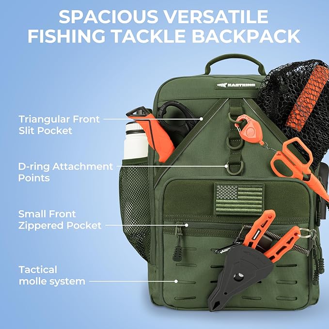 KastKing KarryAll Fishing Tackle Backpack with Rod Holder 4 Tackle Boxes,40/26L Tackle Bag Storage Fishing Gear and Equipment
